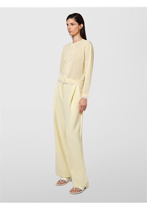 Alpha Studio Rebecca Mix Fabric cardigan in voile di cotone con profili in chiffon  Giallo ALPHA STUDIO | Maglieria | AD-6072E2012